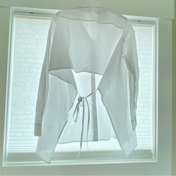 Ronny Kobo Kayla Open Back Button Down Tie Cut Out Shirt Top Blouse Medium - Picture 8 of 9